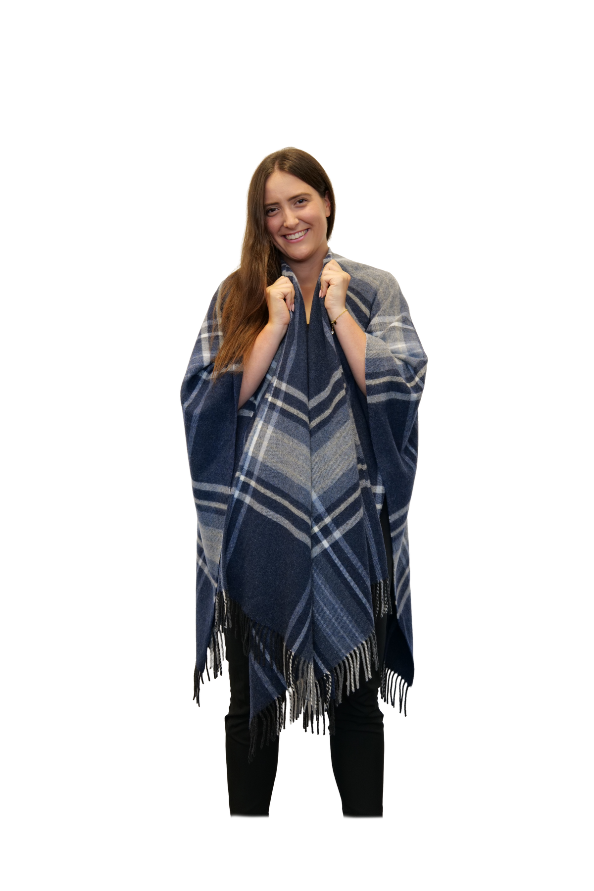Poncho Livorno Blau Karo