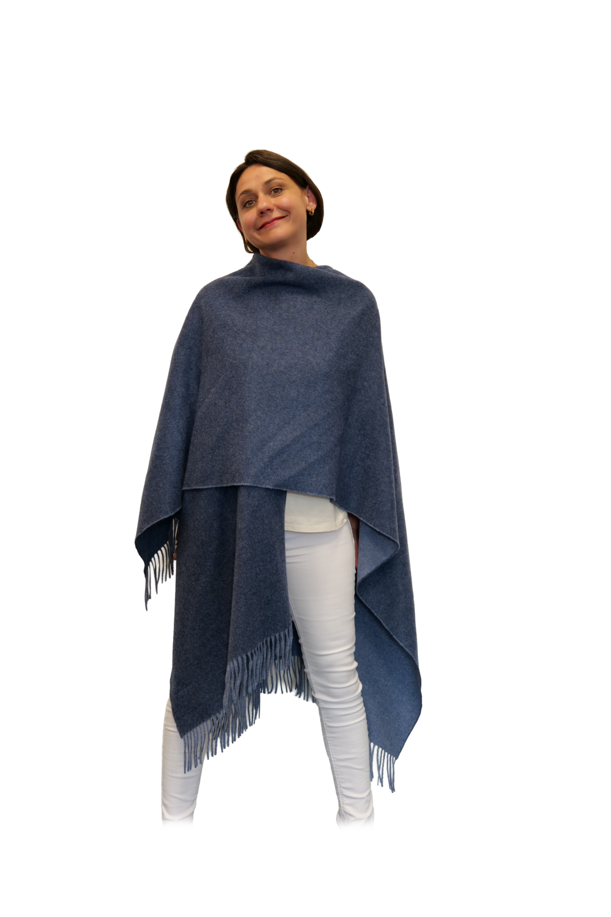Poncho Rom Blau