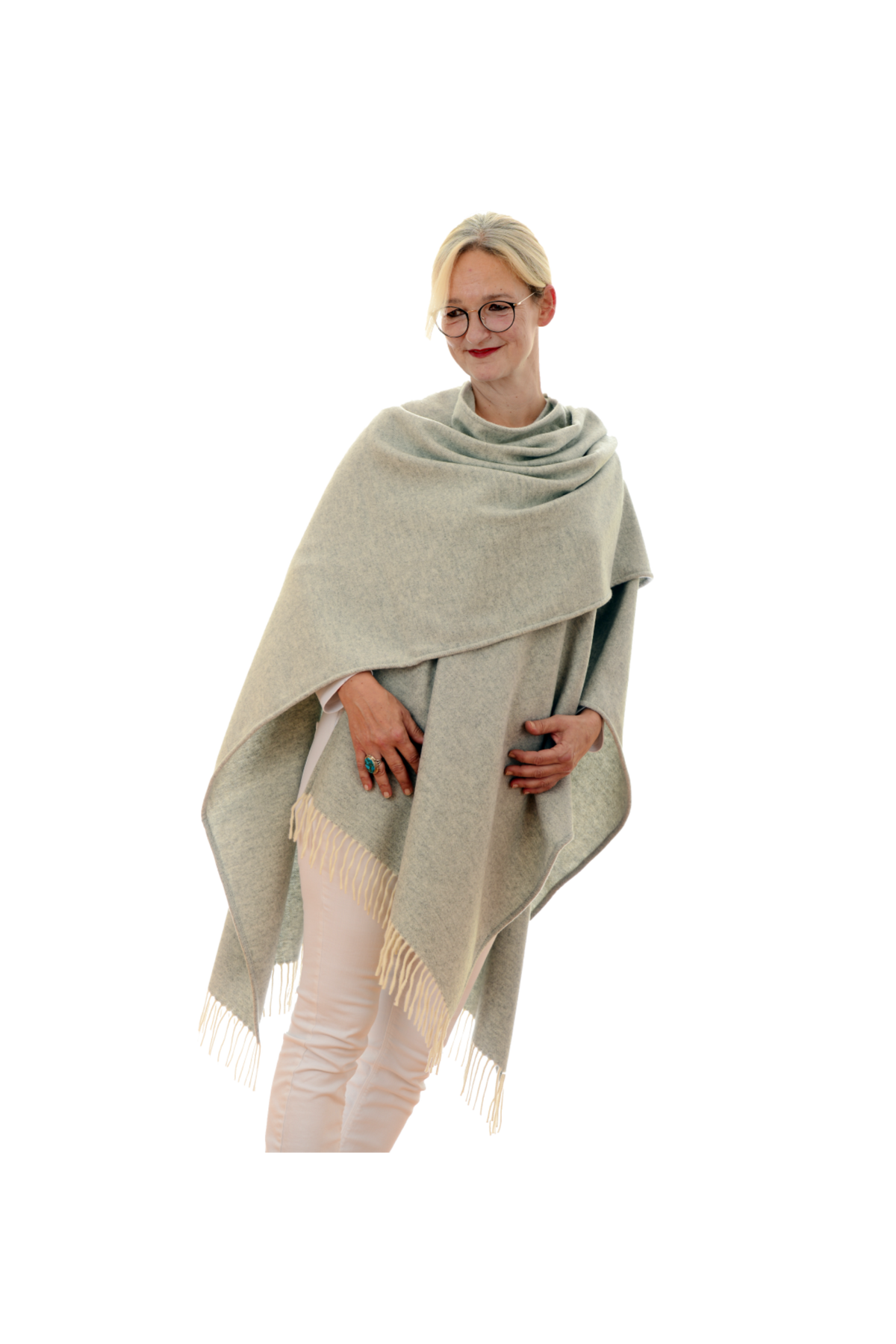 Teltow Poncho Hellgrau
