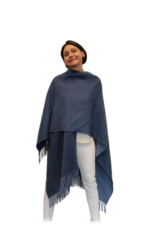 Poncho Rom Blau