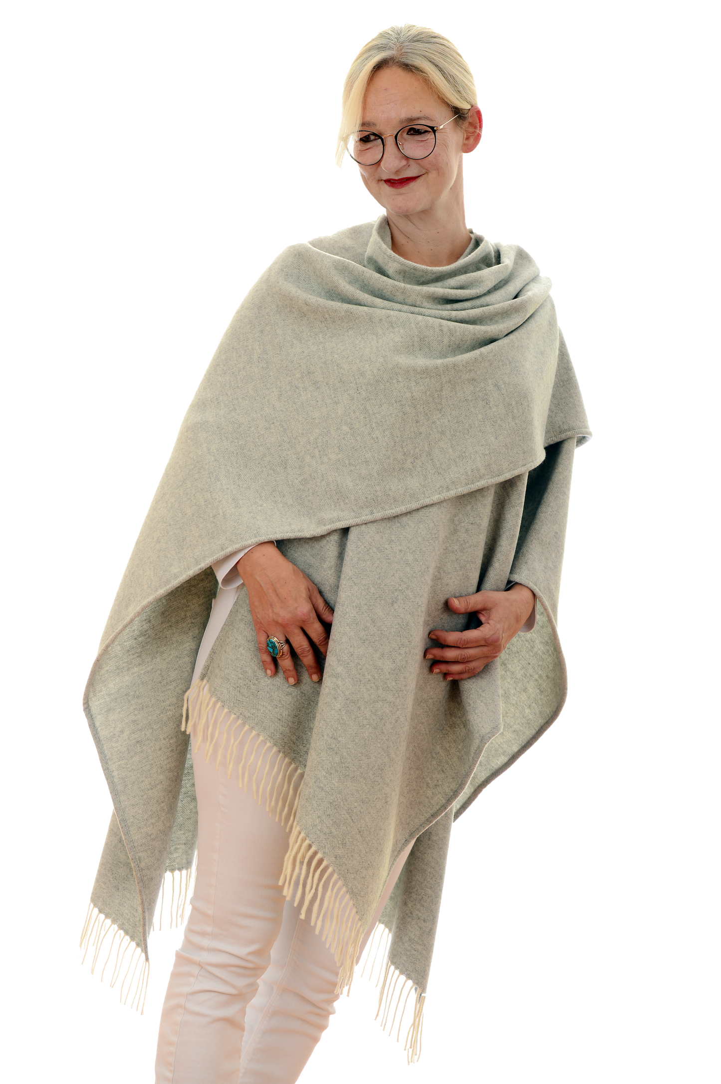 Rom Poncho h'grau